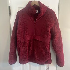 PINK Victoria's Secret Burgundy Fleece Puffer Jacket